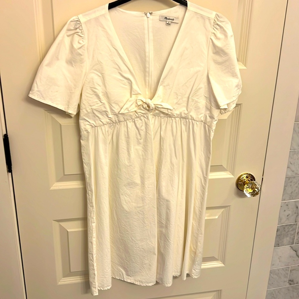 Madewell Tie-Front white poplin dress